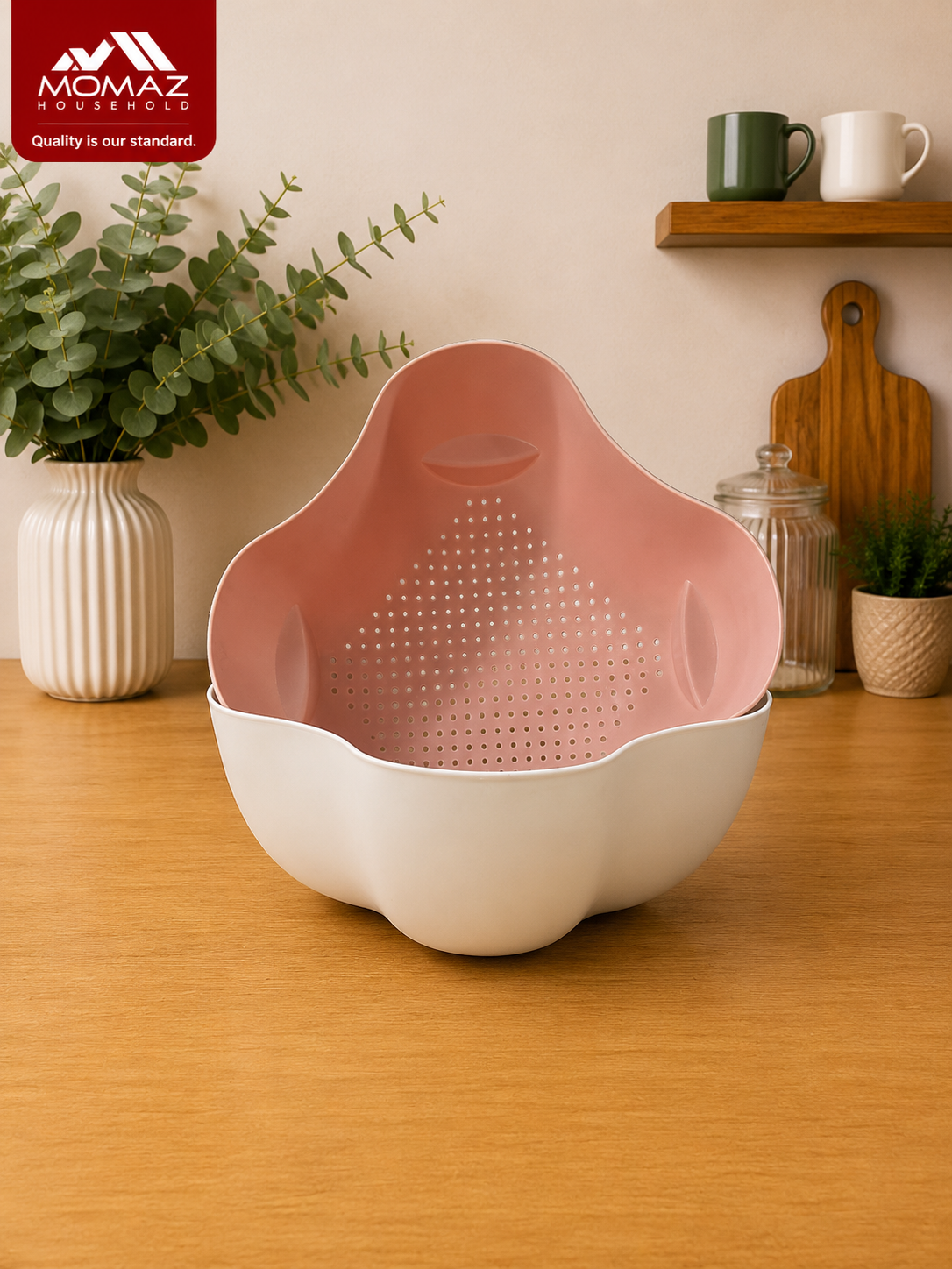 Momaz 2-in-1 Wash & Drain Bowl Set – 25 CM