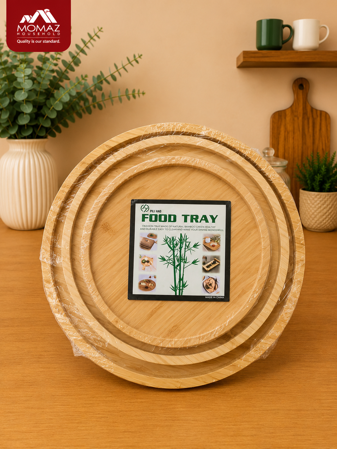 Momaz Bamboo Food Tray Set 3 Pcs