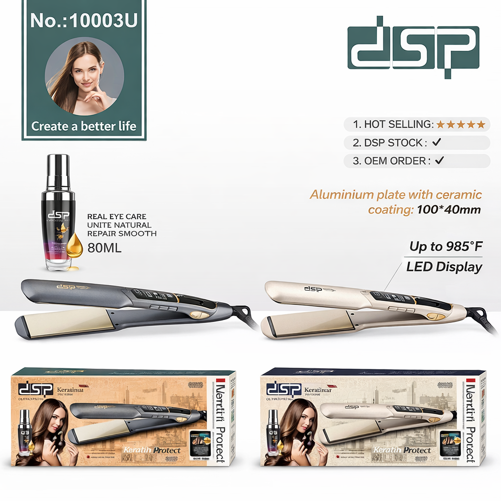 DSP Hair Straightener No. 10003U – Keratin Protect | Up to 985°F