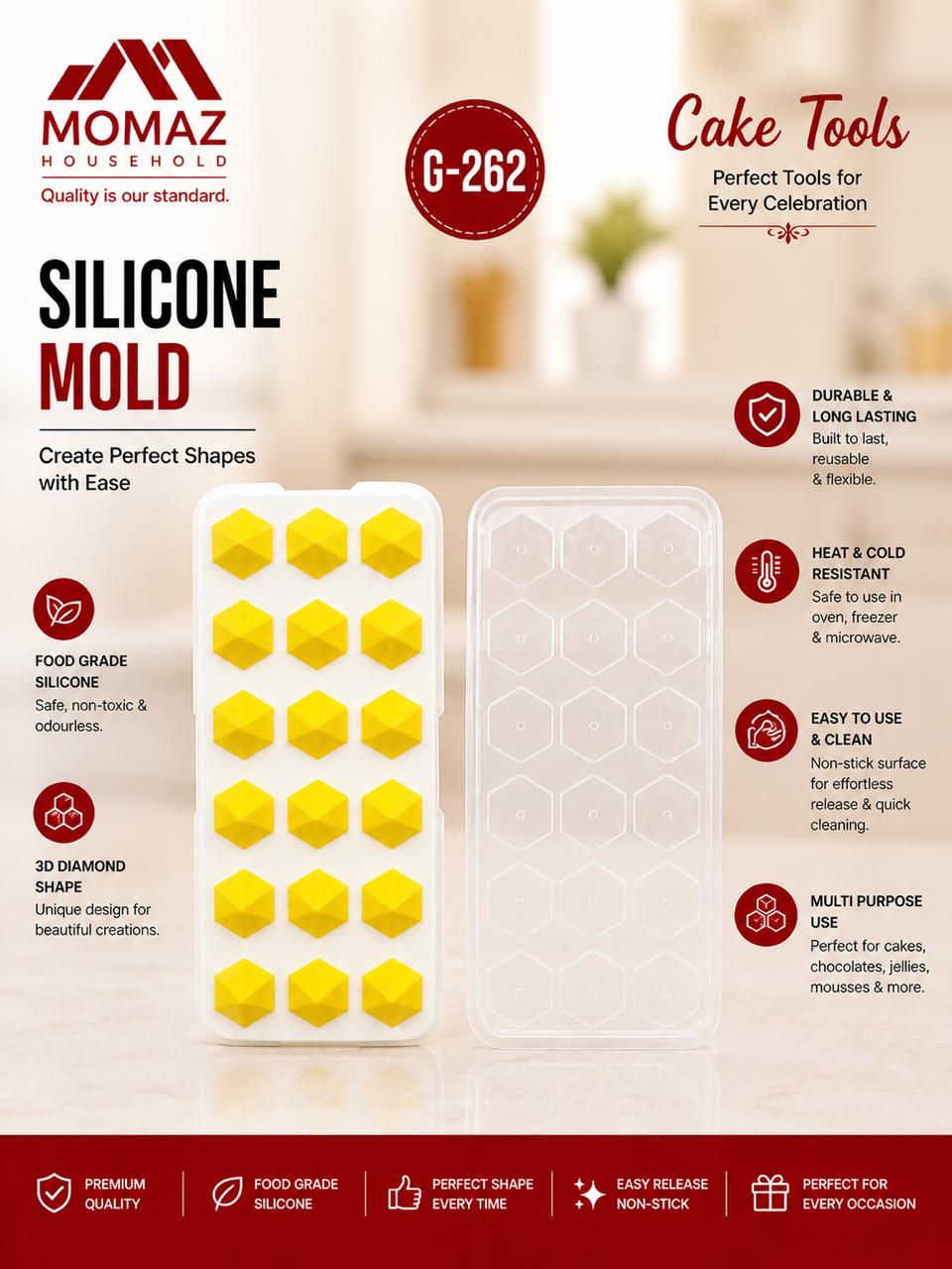 MOMAZ Silicone Ice Mold – 3D Diamond Shape