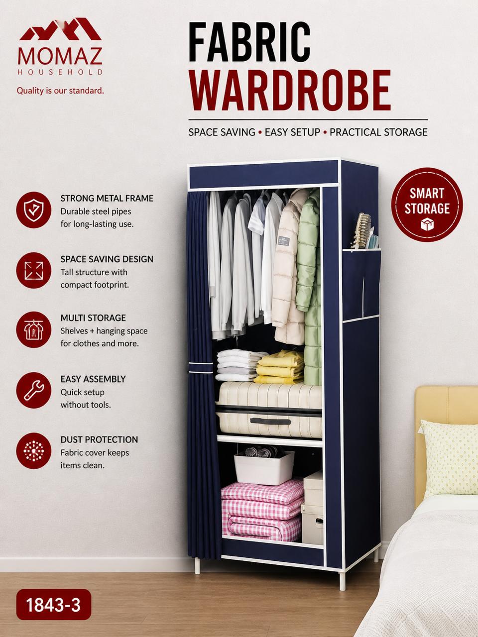 Momaz Fabric Wardrobe – Model 1843-3