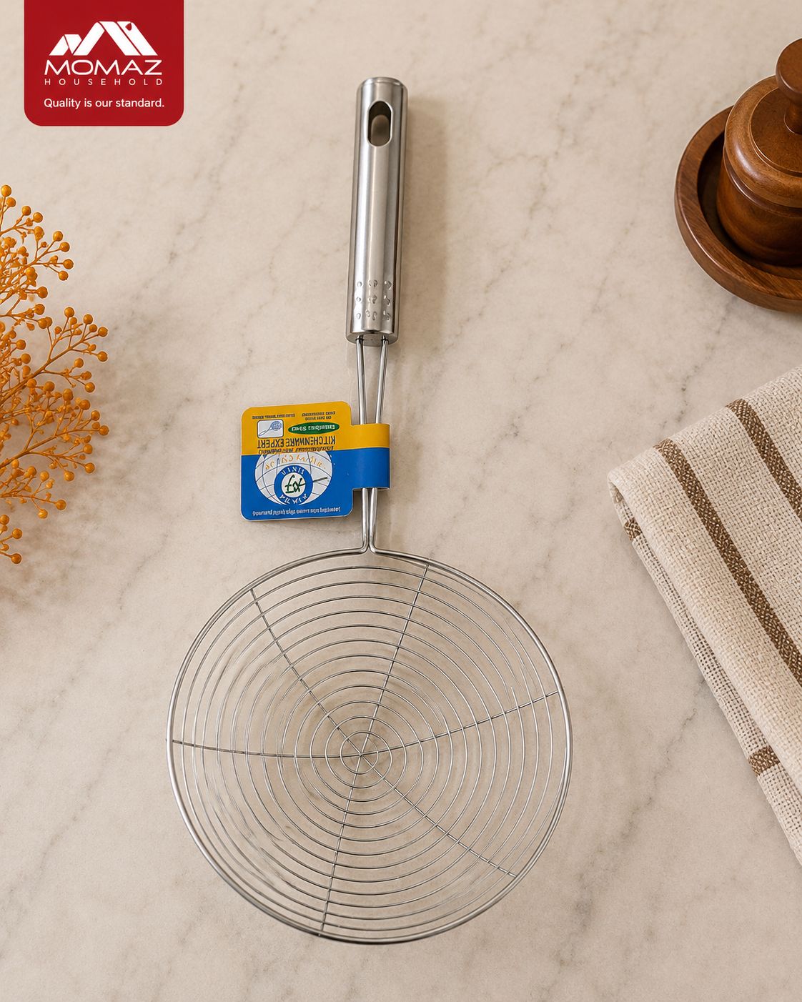Momaz Stainless Steel Skimmer Strainer – 18 CM