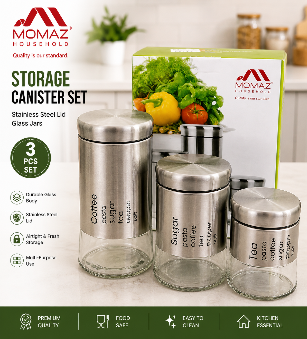 MOMAZ Storage Canister Set – 3 Pcs