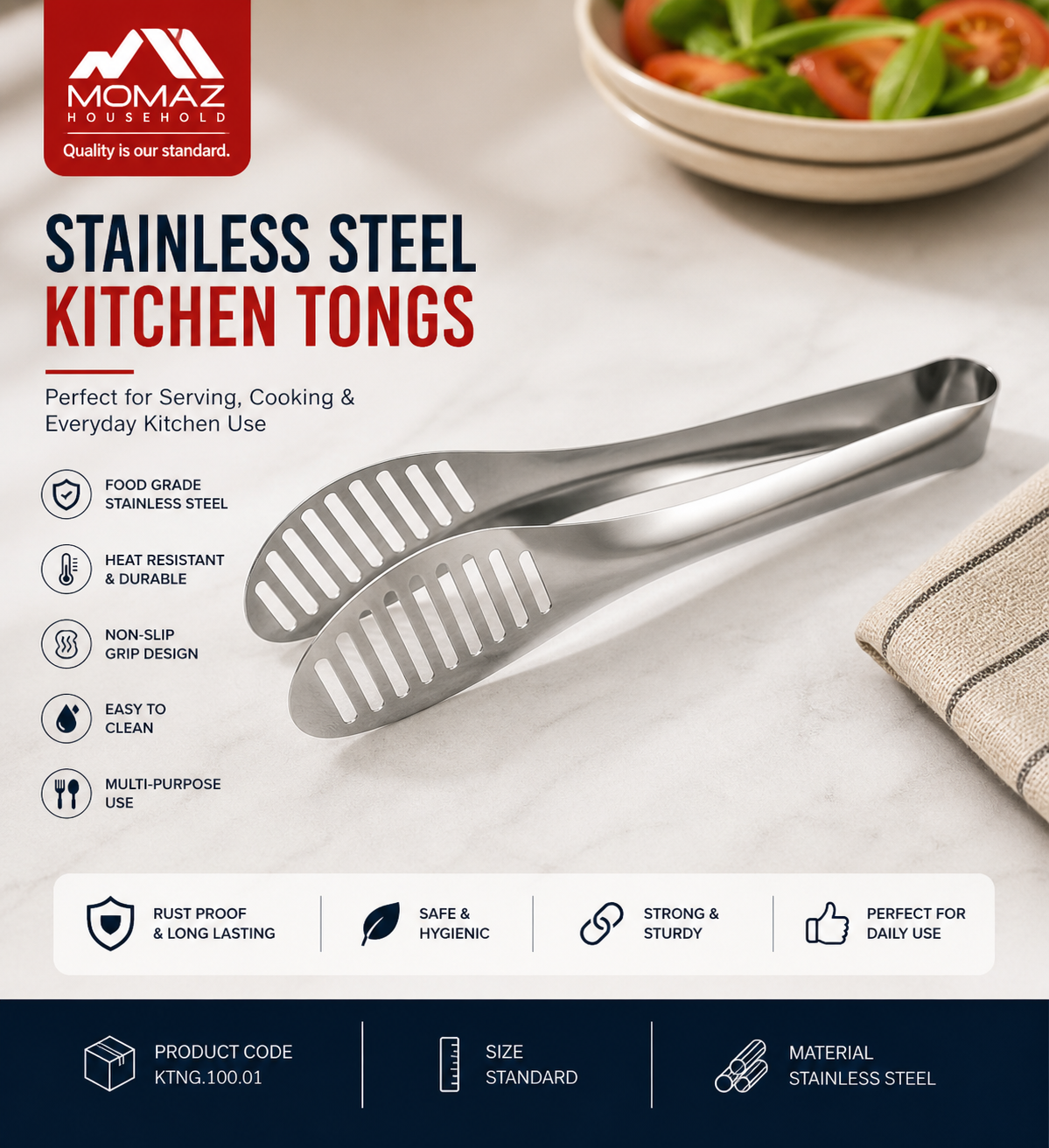 MOMAZ Stainless Steel Kitchen Tongs