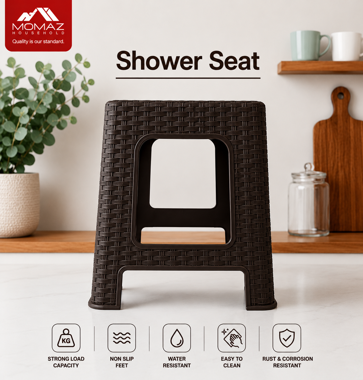 Momaz Rattan Shower Seat