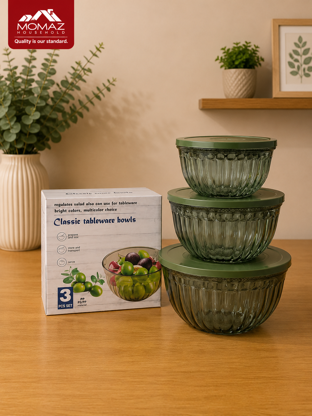 Momaz Glass Tableware Bowls – 3 PCS Set