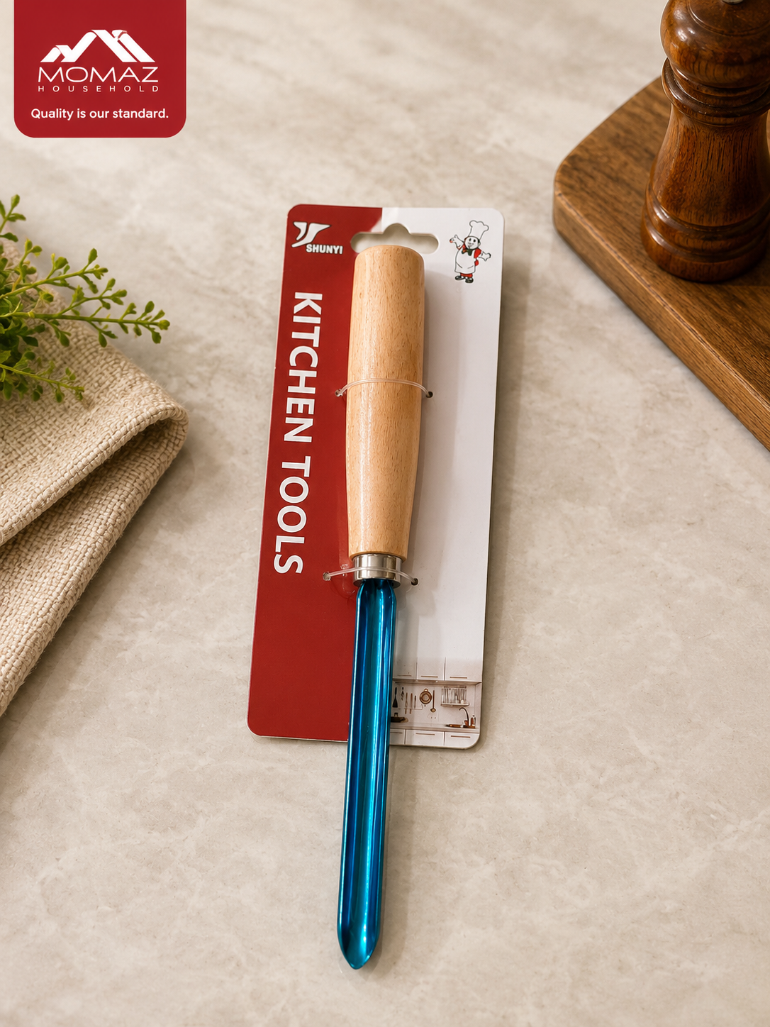 Momaz Stainless Steel Corer with Wooden Handle