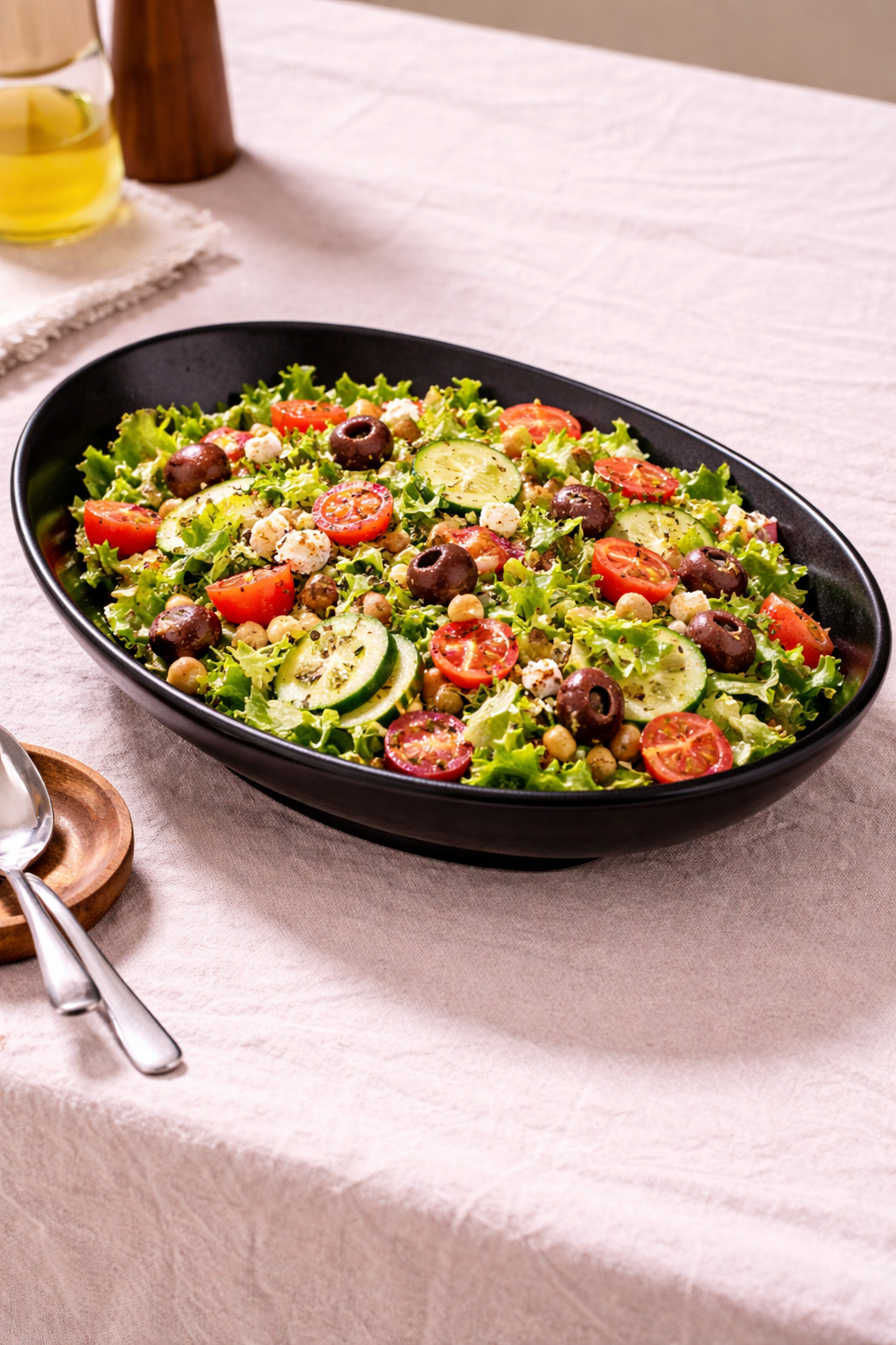 Momaz Aurora Matte Black Melamine Oval Salad Bowl