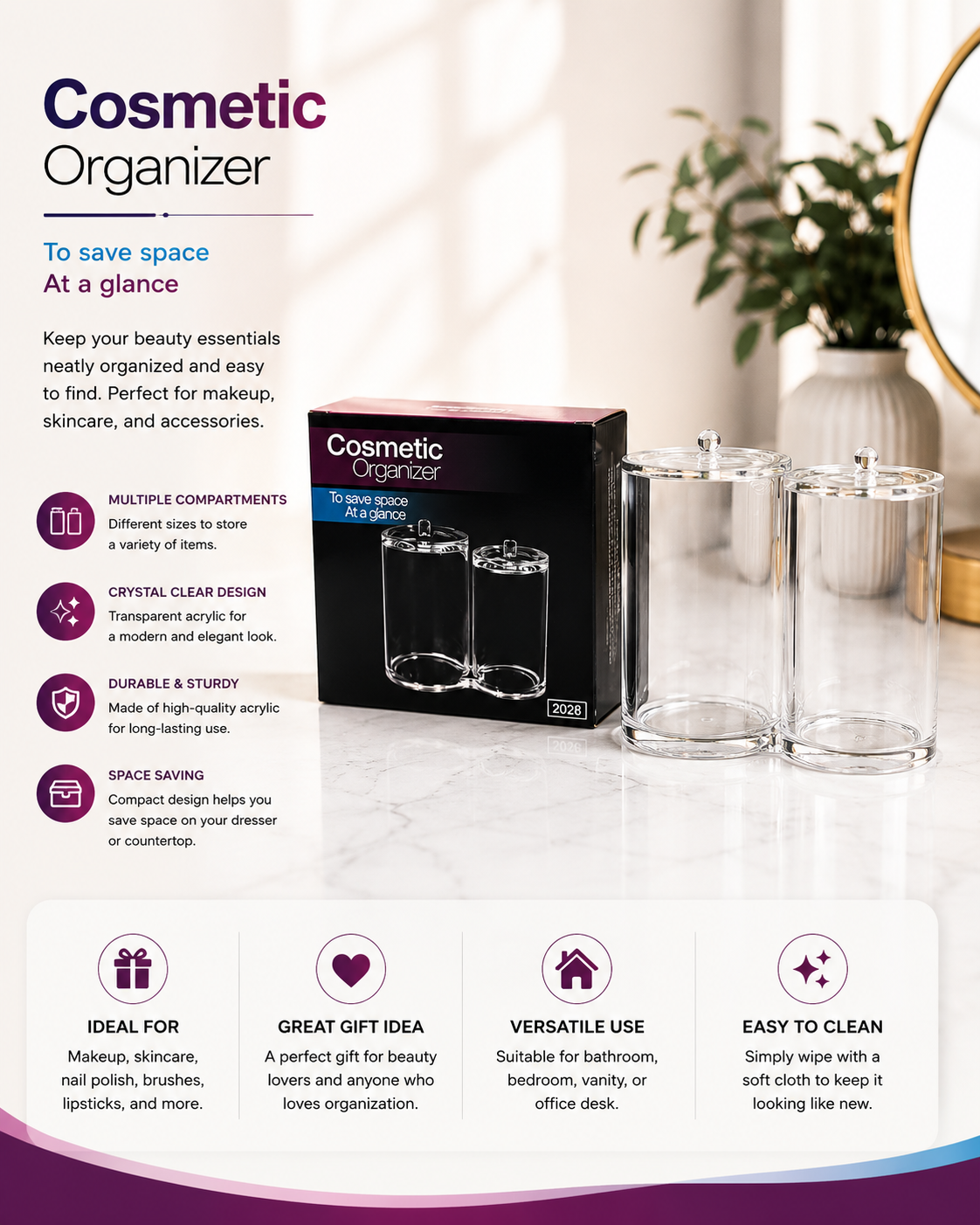Momaz Cosmetic Organizer Canister Set