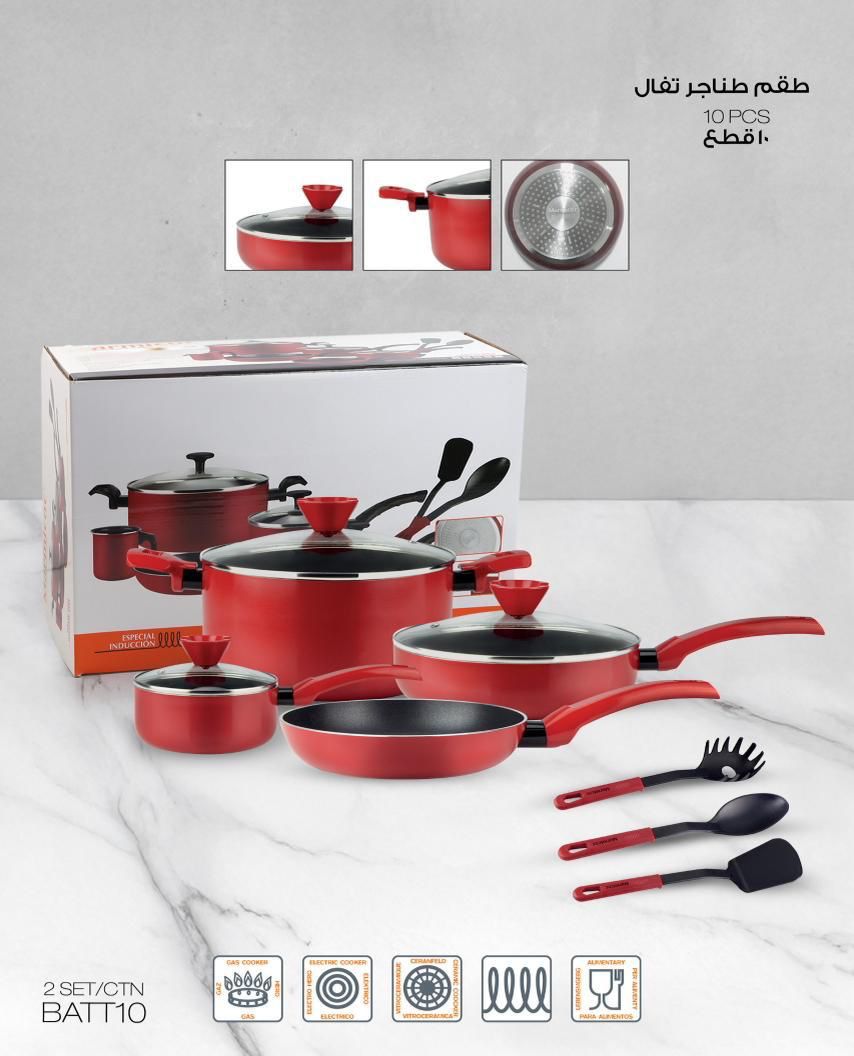 Momaz 10PCS Cookware Set – Non-Stick Induction Pots & Pans (Model BATT10)
