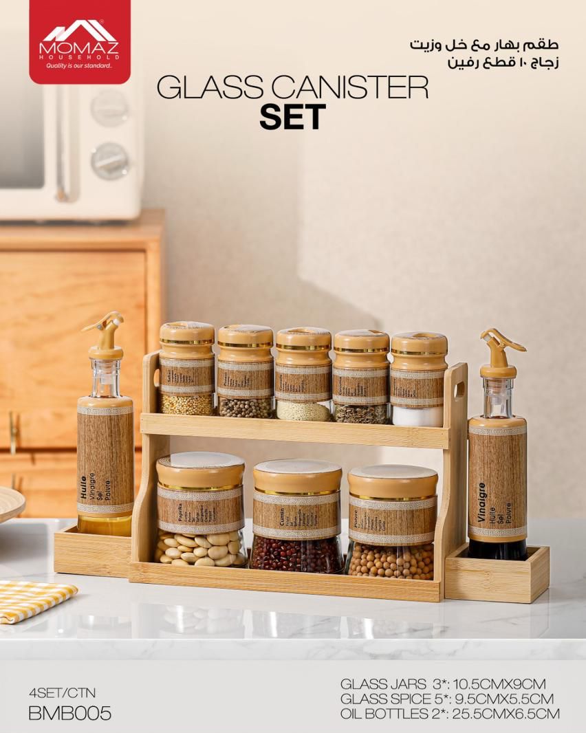 Momaz Glass Canister Set – 10 Pieces – BMB005
