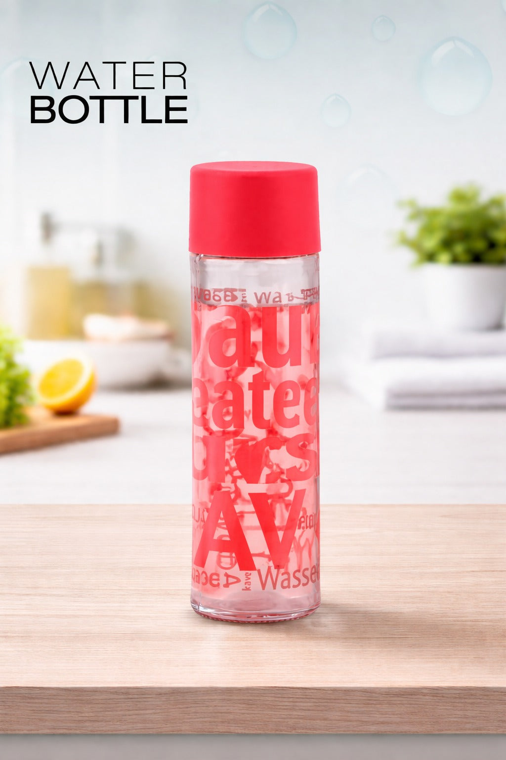 MOMAZ Glass Water Bottle – Red Edition