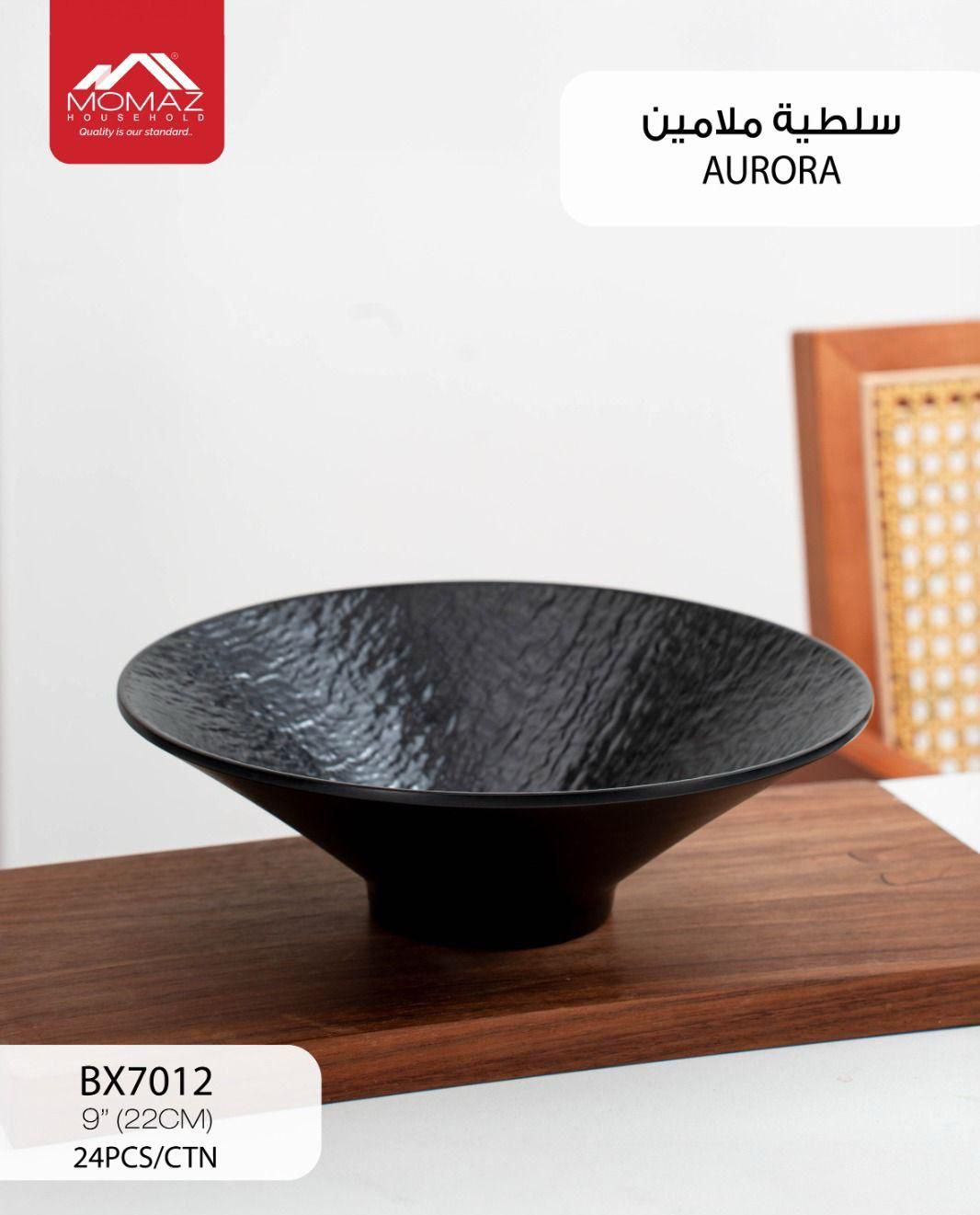 Momaz Aurora Matte Black Salad Bowl – Elegant Wide Design (BX7012)