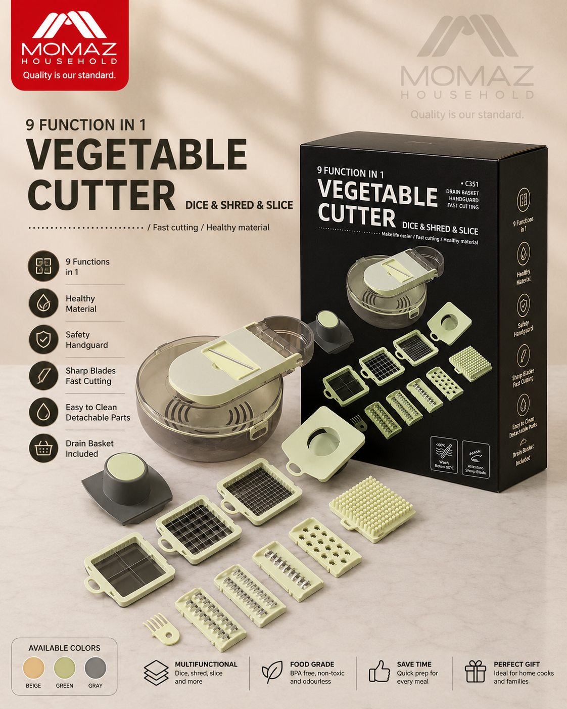 Momaz 9-in-1 Vegetable Cutter