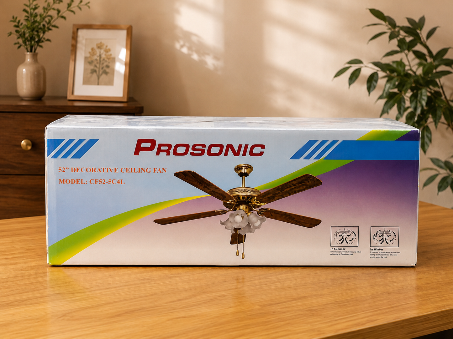 Prosonic 52" Decorative Ceiling Fan – CF52-5C4L