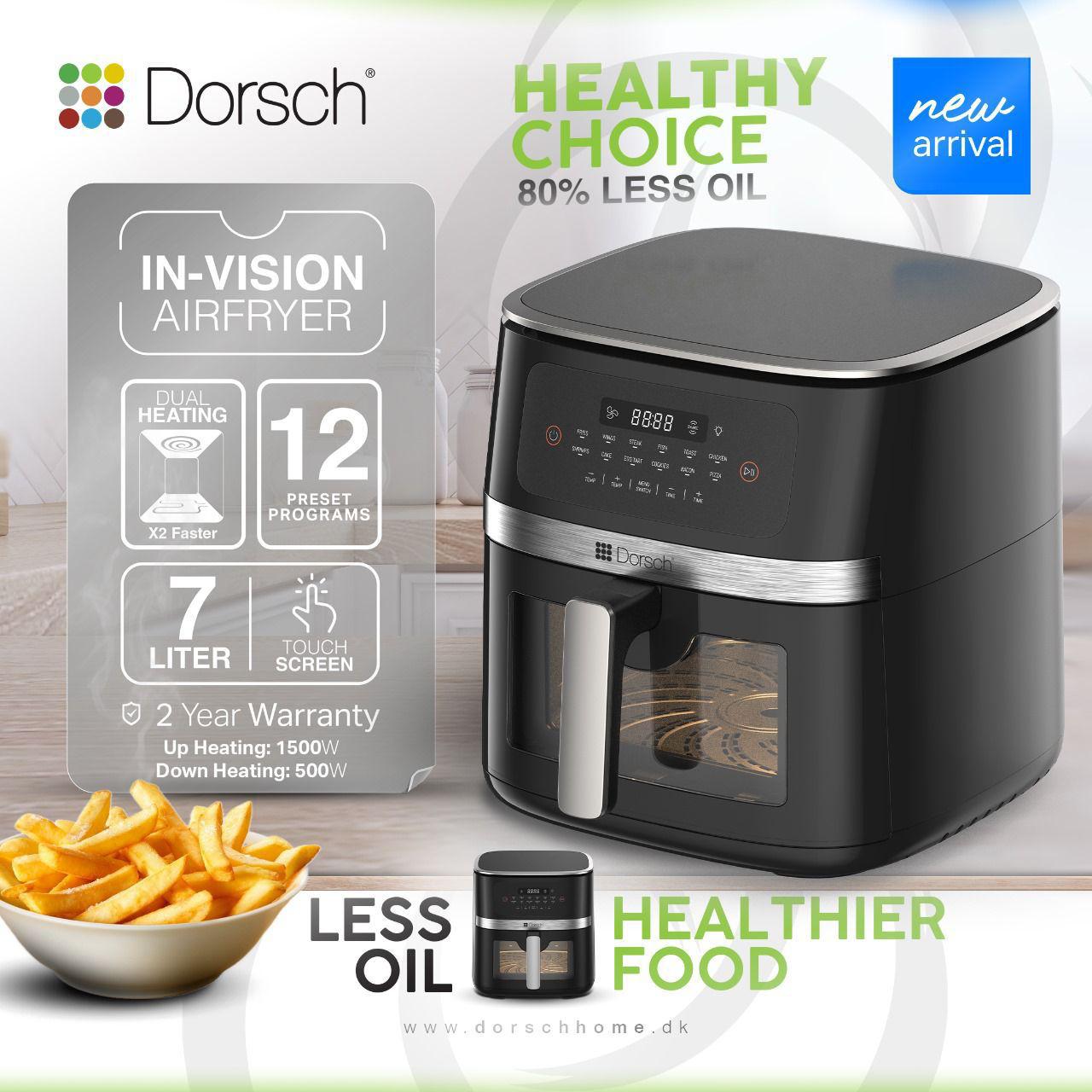 Dorsch In-Vision Air Fryer – UP: 1500W | DOWN: 500W | 12 Programs | 7L