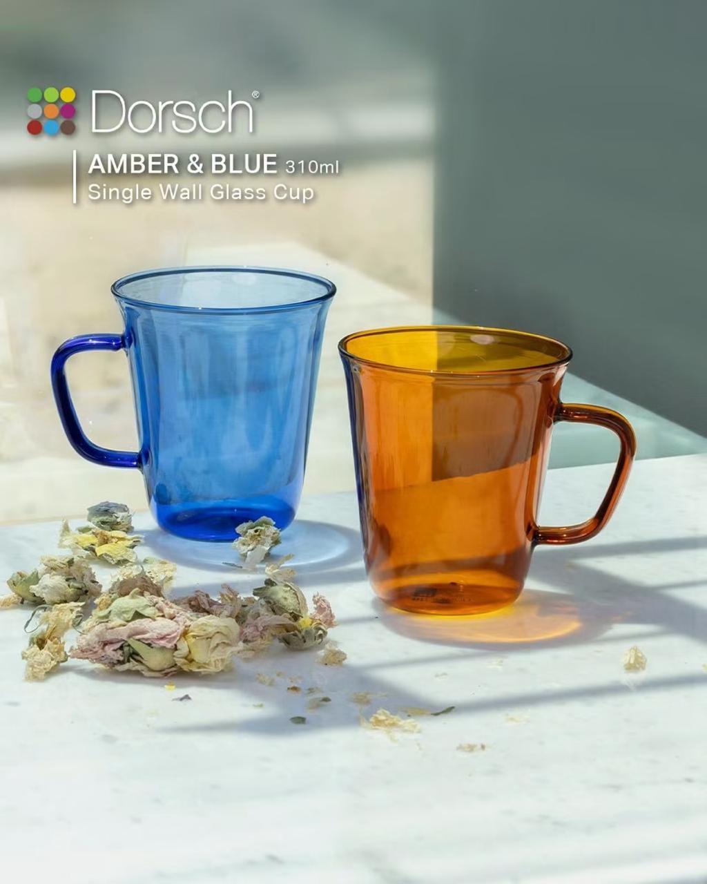 Dorsch Amber & Blue Single Wall Glass Cup – 310ml