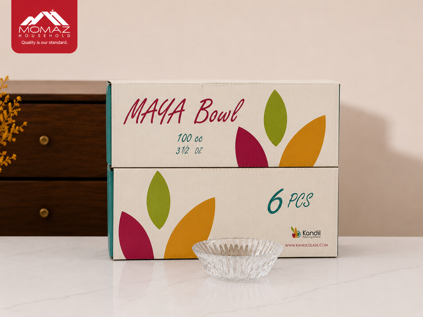 Momaz Kandil Maya Glass Bowl Set – 6 PCS