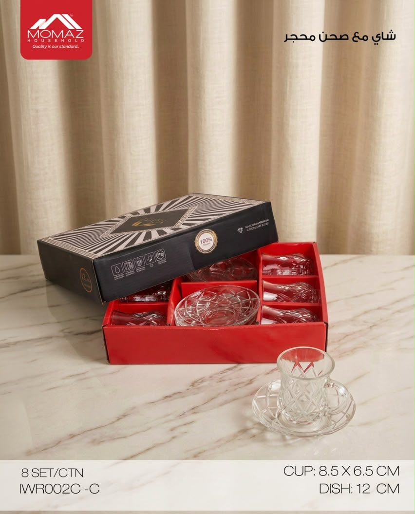 Momaz – Tea Glass Set with Saucer – 12 Pieces
