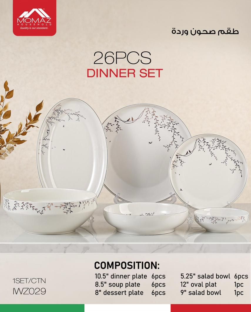 Momaz 26PCS Dinner Set – Elegant Floral Design