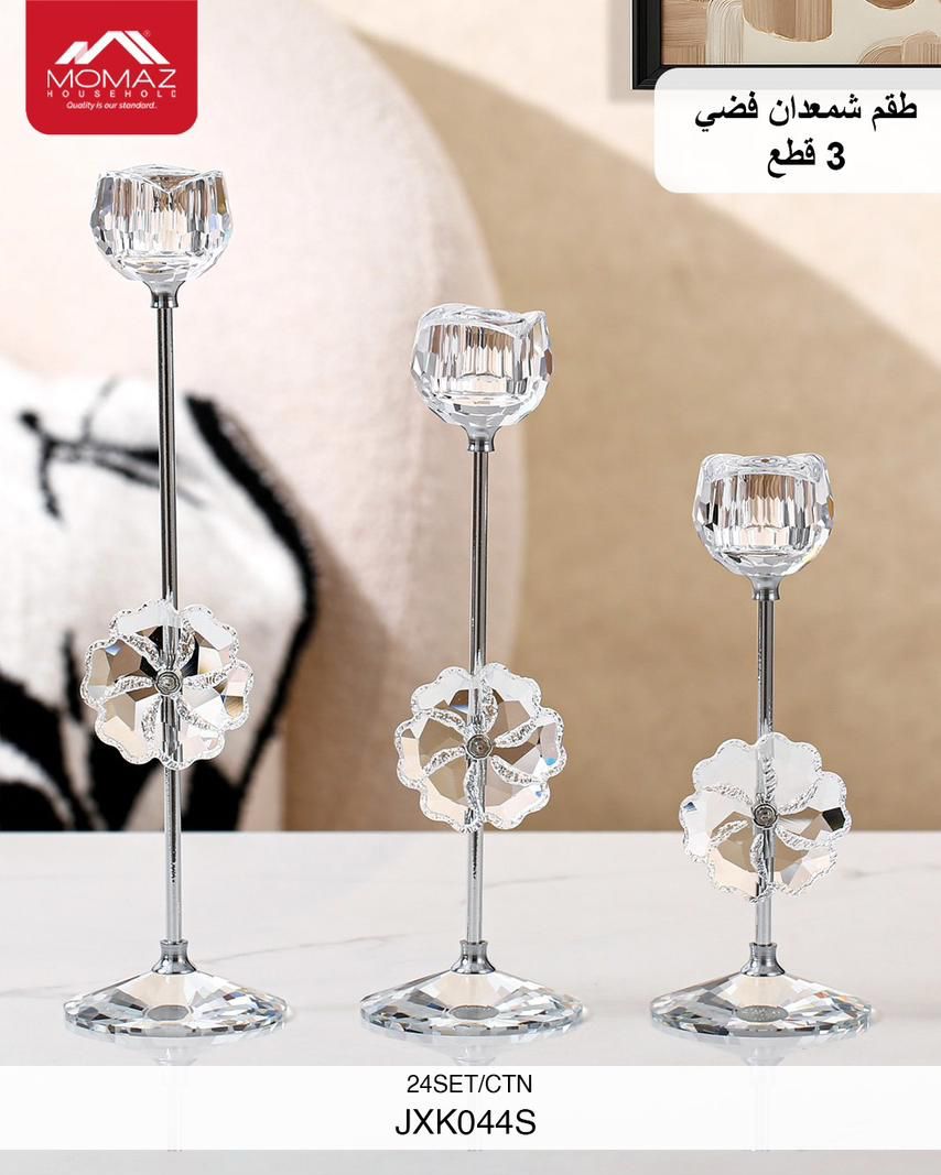 Momaz Silver Candle Holder Set – 3 Pieces (JXK044S)