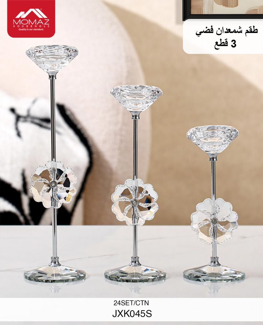 Momaz Silver Candle Holder Set – 3 Pieces (JXK045S)