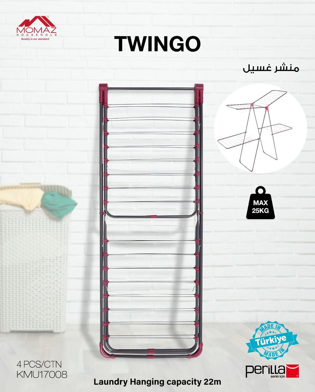 MOMAZ Twingo رف تجفيف الغسيل - سعة تعليق 22 مترًا