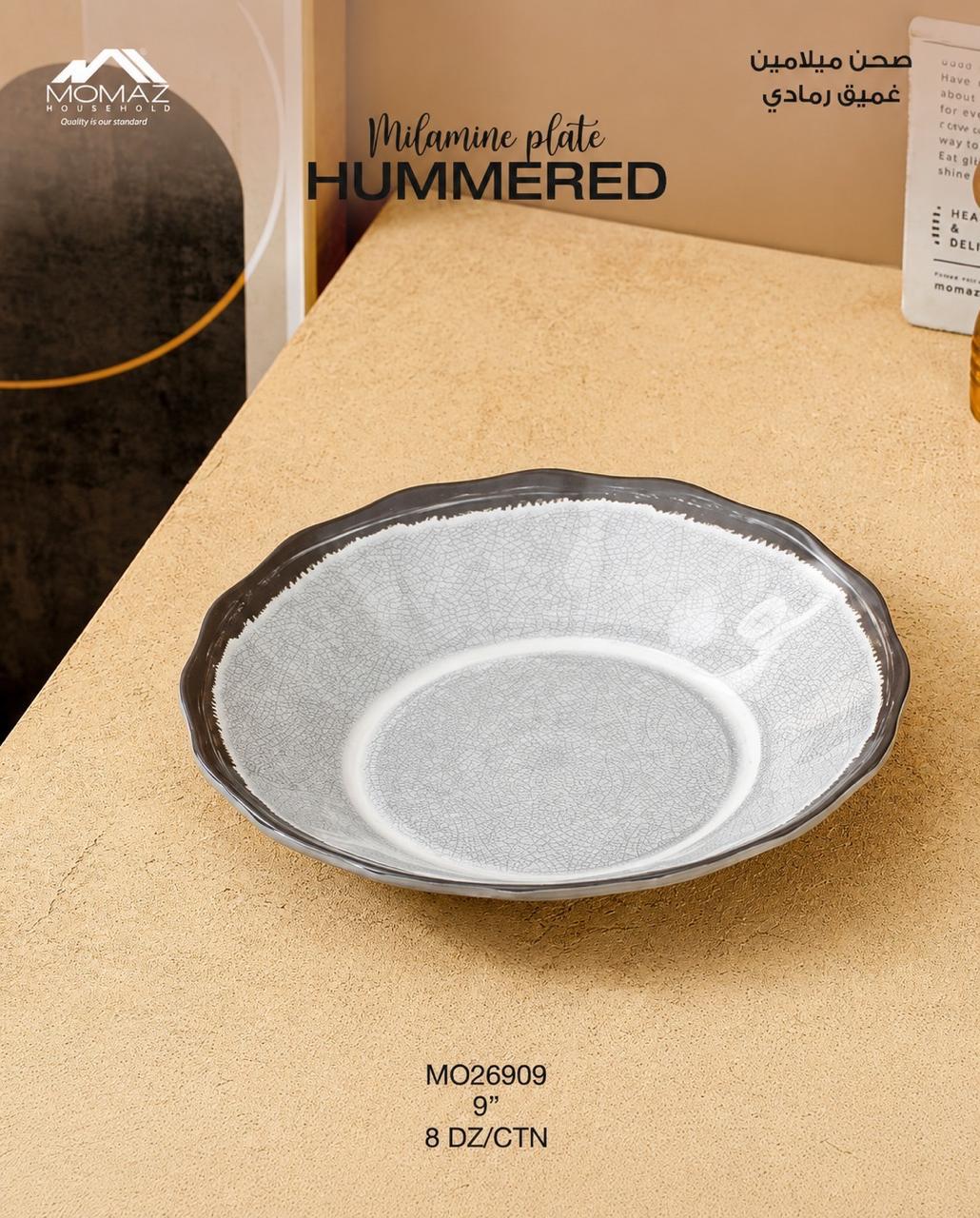 Momaz Hammered Deep Melamine Plate – Grey