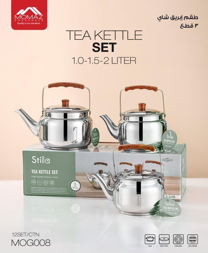 Momaz Tea Kettle Set – 3PCS Stainless Steel (1L / 1.5L / 2L) – MOG008