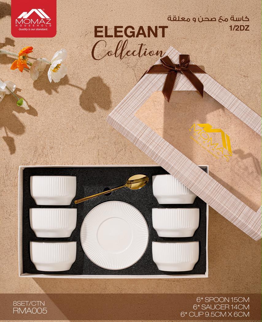Momaz Elegant Collection Bowl & Saucer & Spoon Set – 18 Pieces