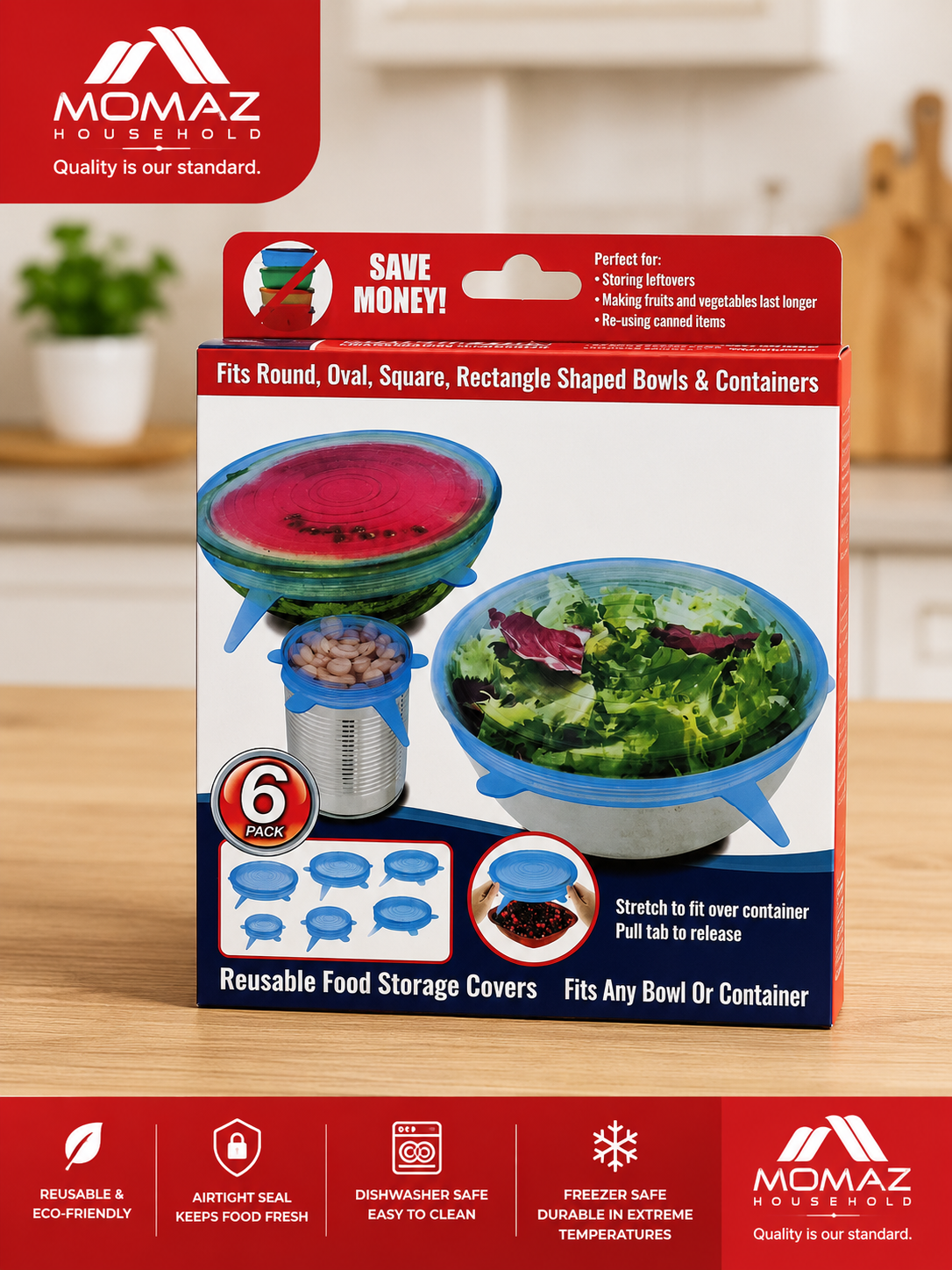 Momaz Reusable Food Storage Covers – 6 Pack