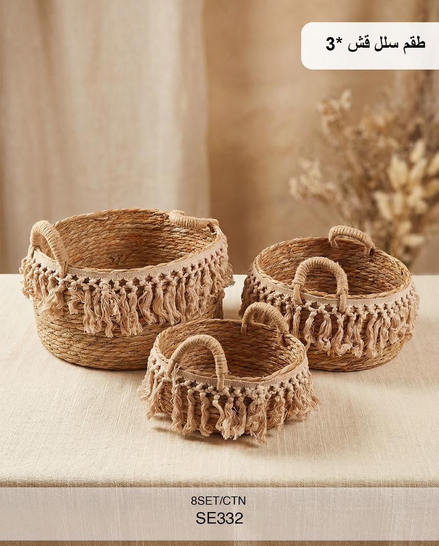 Momaz Woven Decorative Baskets with Handles – Set of 3 (SE332)