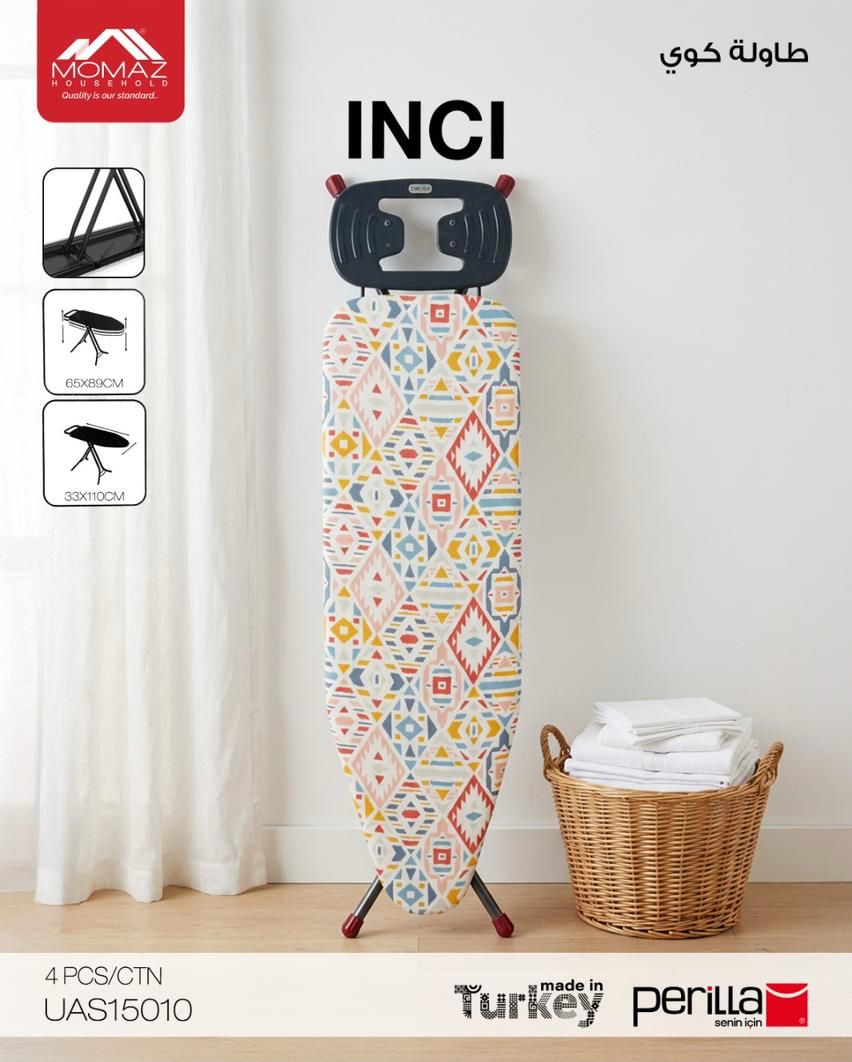 Momaz INCI Ironing Board – Foldable & Adjustable (Made in Turkey)