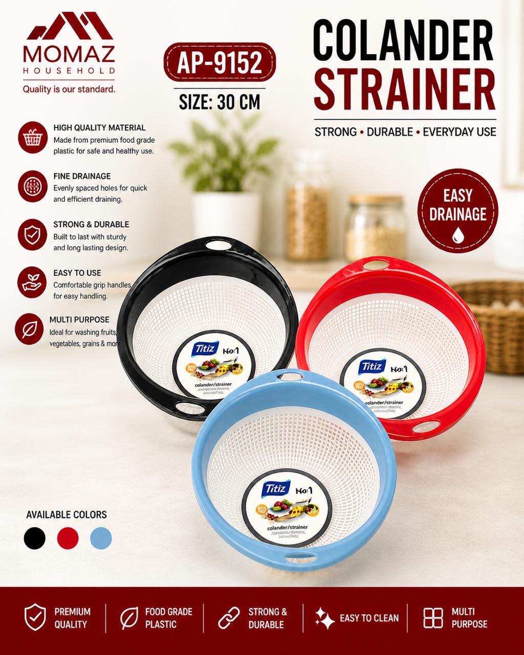 MOMAZ Plastic Strainer – 30 CM