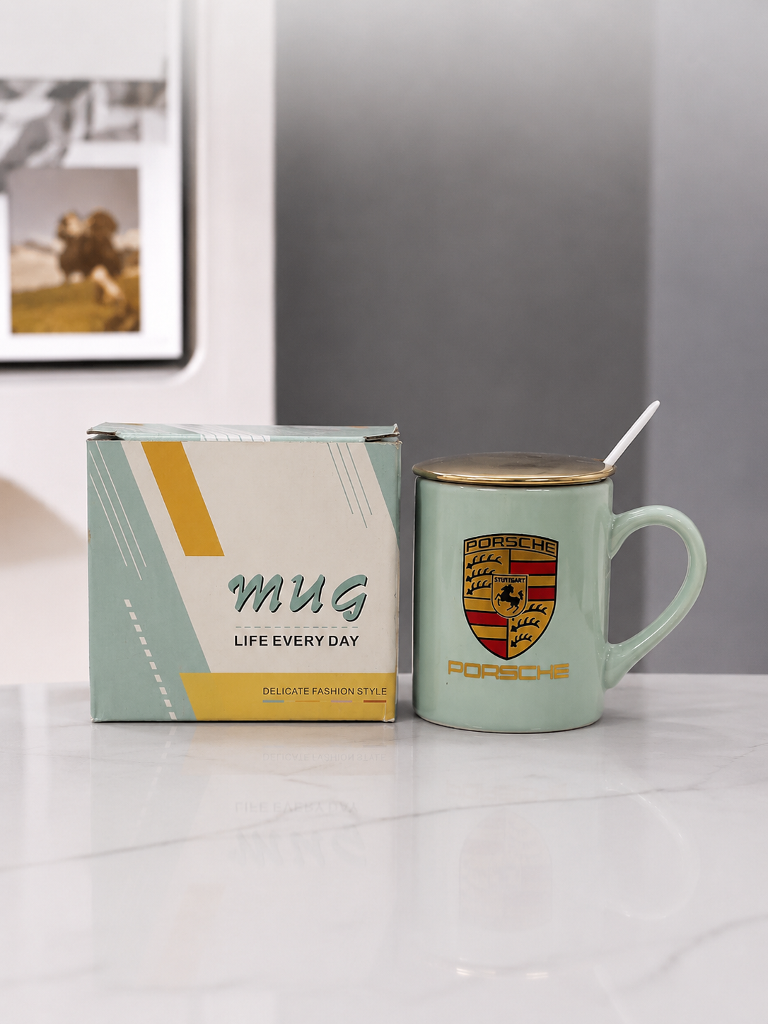 Momaz Ceramic Mug with Lid & Spoon