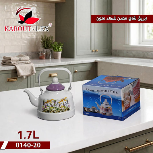 Karout Lex Enamel Tea Kettle with Colored Lid – 1.7L