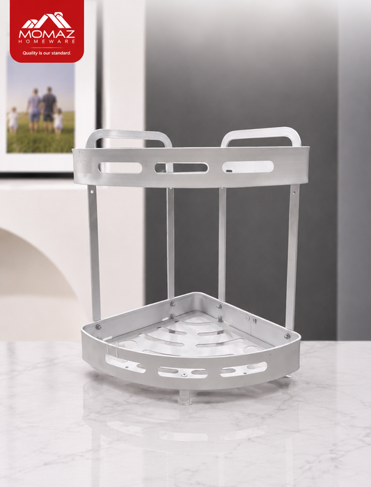 Momaz Aluminum Corner Bathroom Shelf – 2 Tier