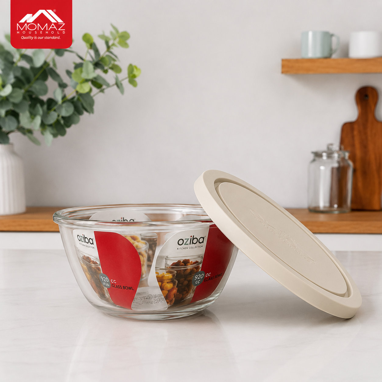 Momaz Oziba Glass Bowl with Lid – 920CC
