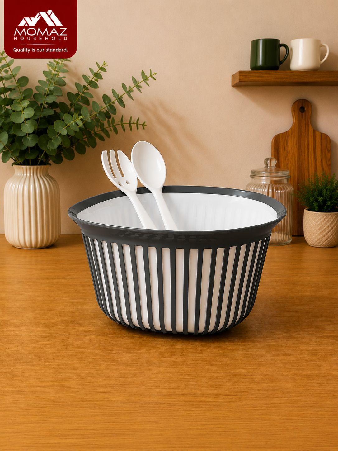 Momaz Salad Bowl Set with Serving Utensils