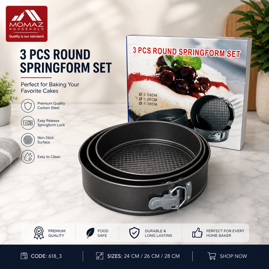 MOMAZ 3 Pcs Round Springform Set