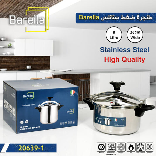 Barella Stainless Steel Pressure Cooker – Model 20639-3 | 8L / 10L / 12L