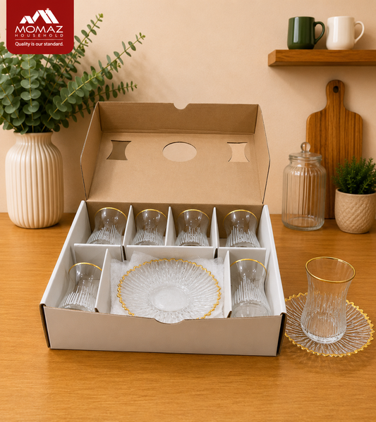 Momaz Turkish Tea Cups Set – 12 PCS