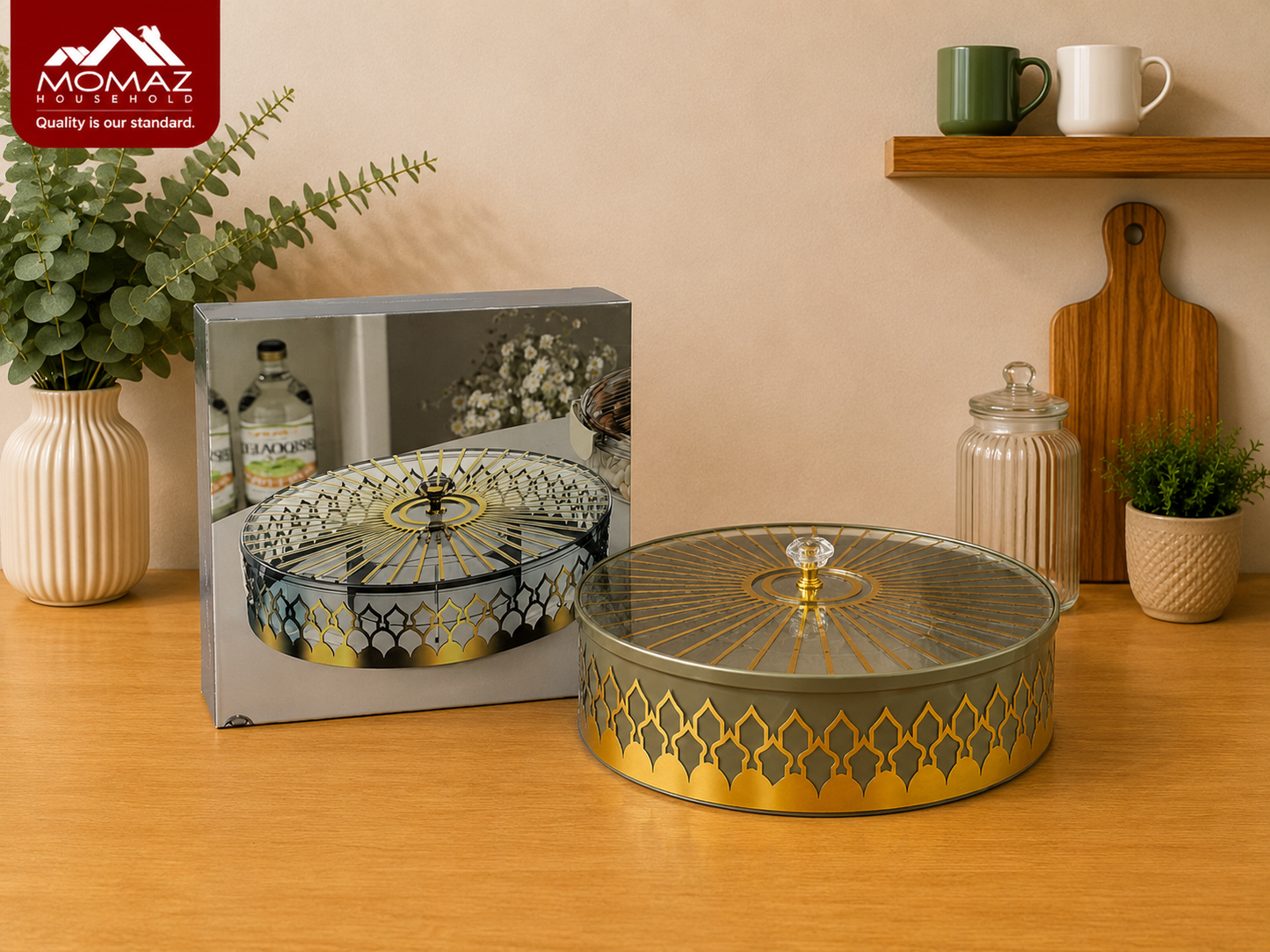 Momaz Round Luxury Covered Serving Tray
