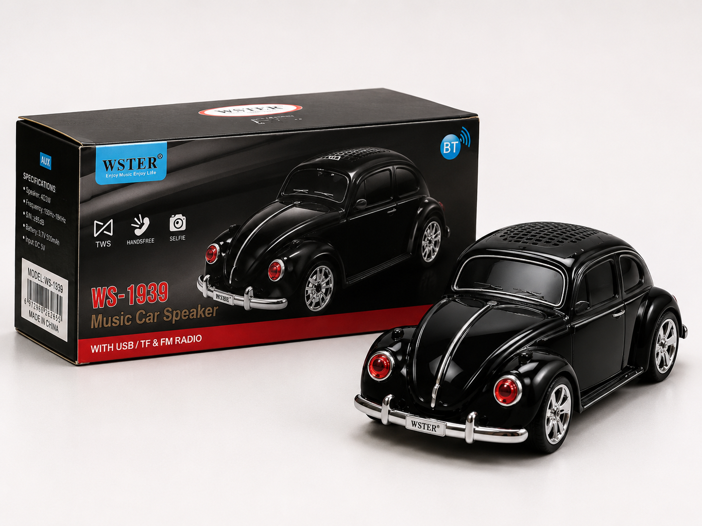WSTER WS-1939 Music Car Speaker – Black Classic Edition