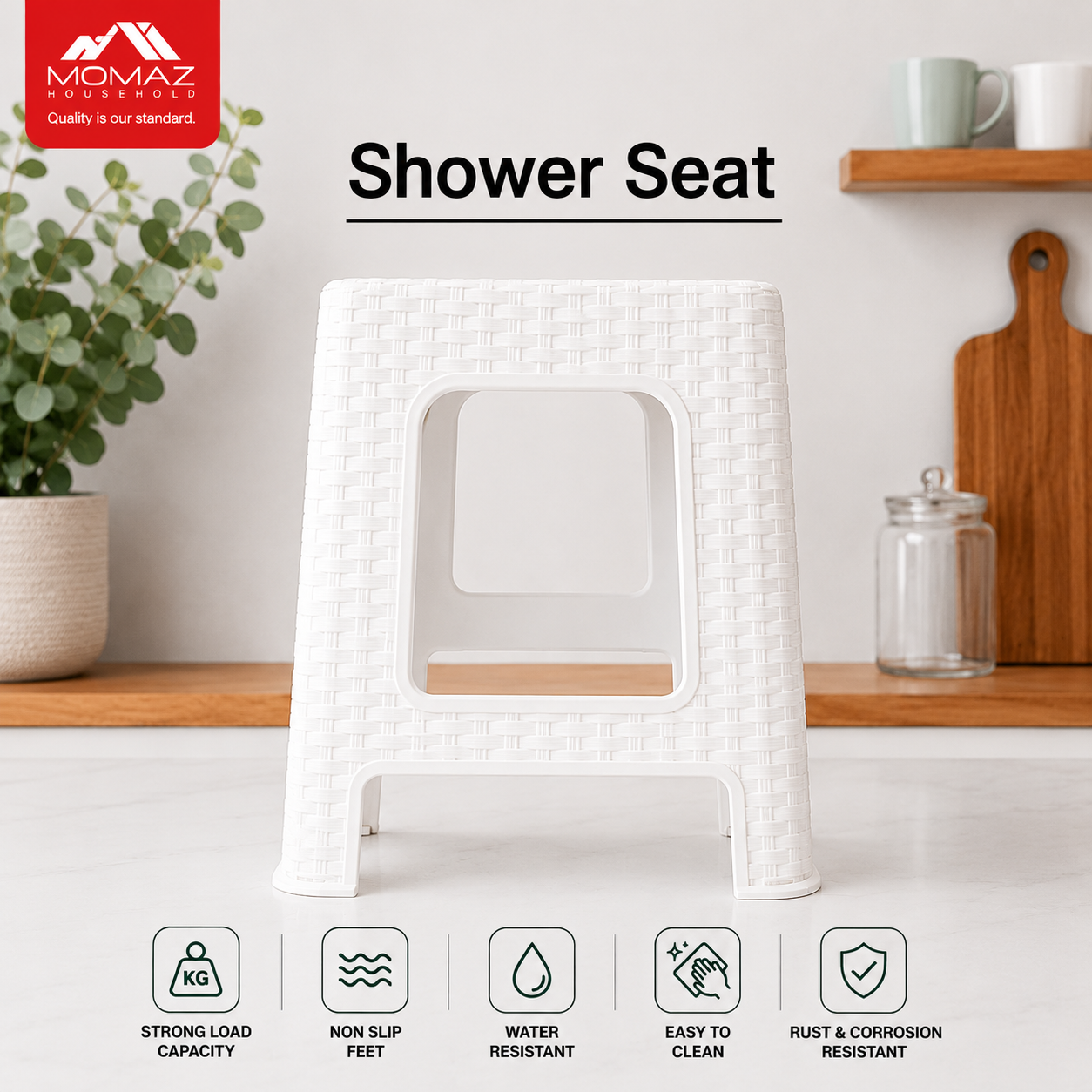 Momaz Rattan Shower Seat