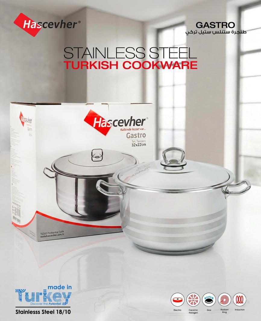 Hascevher Gastro Stainless Steel Cookware Pot with Lid
