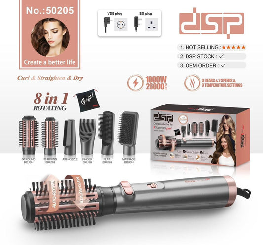 DSP 8-in-1 Rotating Hair Styler – Curl, Straighten & Dry (Model 50205)
