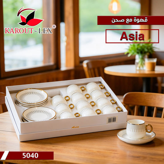 Karout-Lex Asia Porcelain Cup Set with Saucers – Model 5040