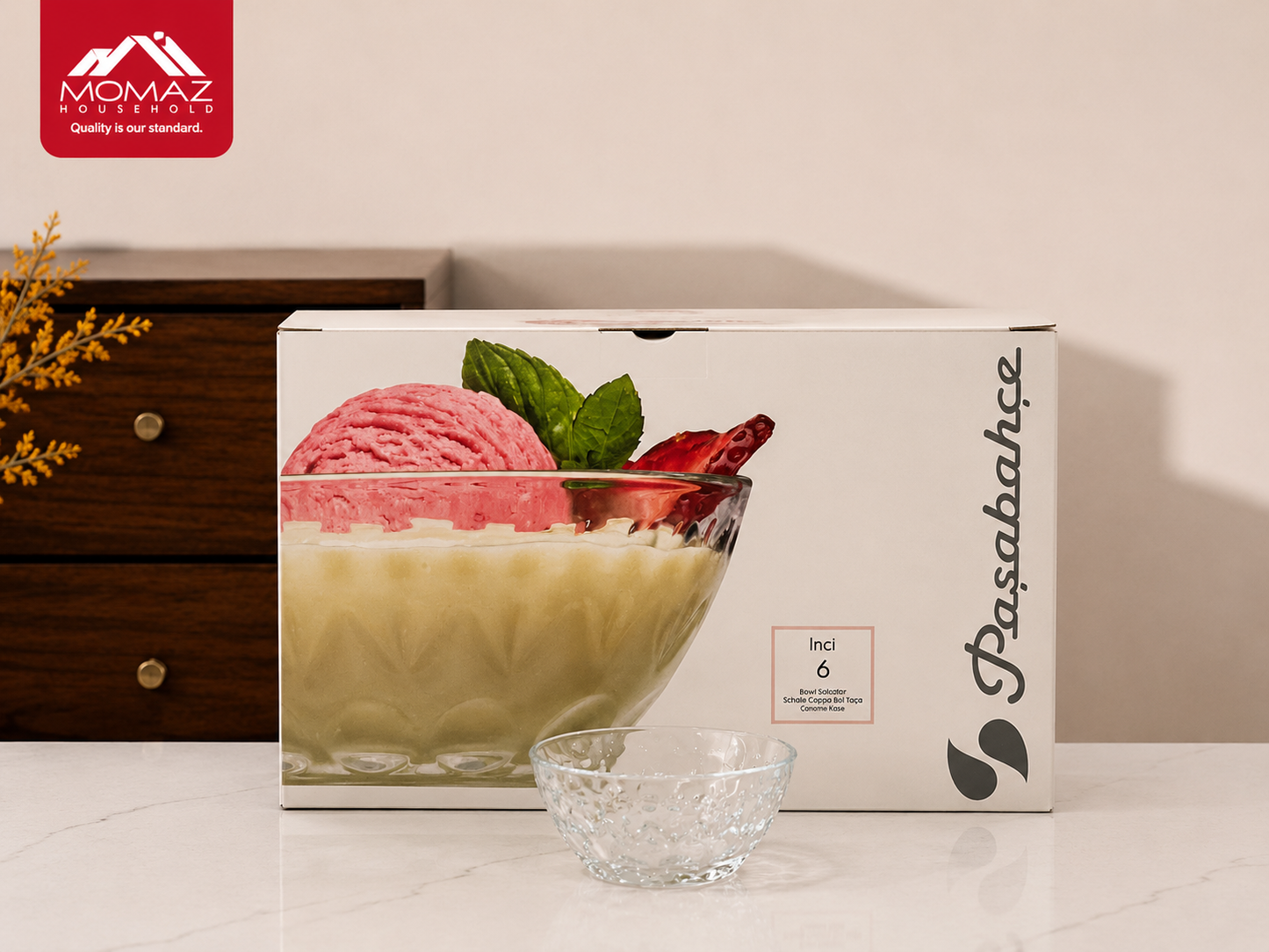 Momaz Pasabahce Inci Glass Bowl Set – 6 PCS