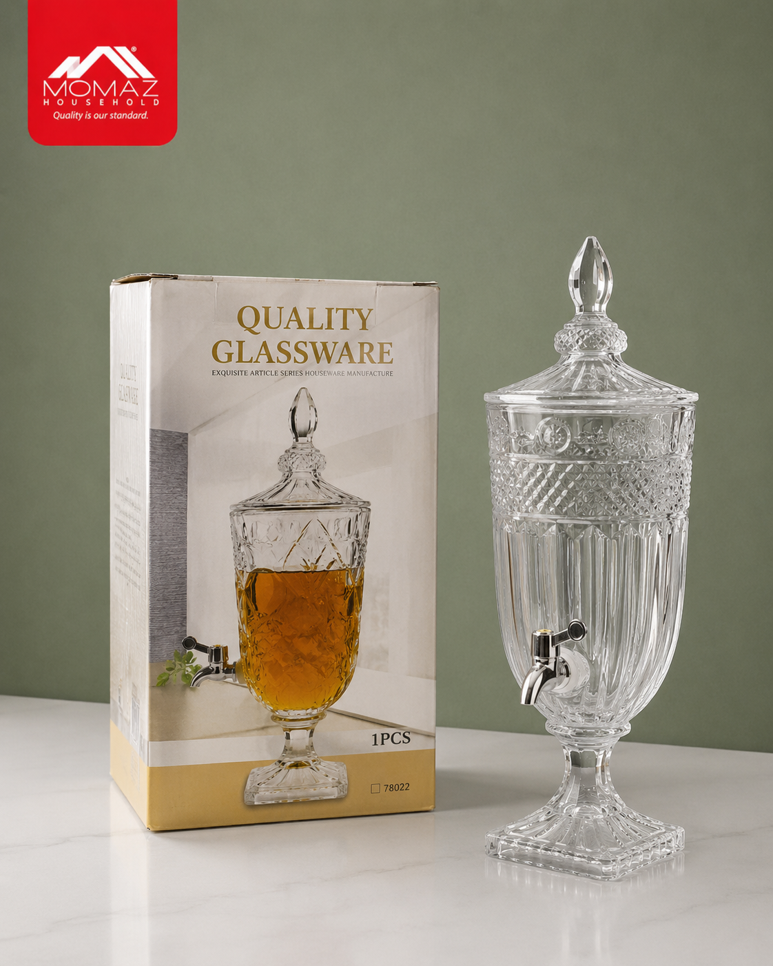 Momaz Glass Beverage Dispenser – 3L